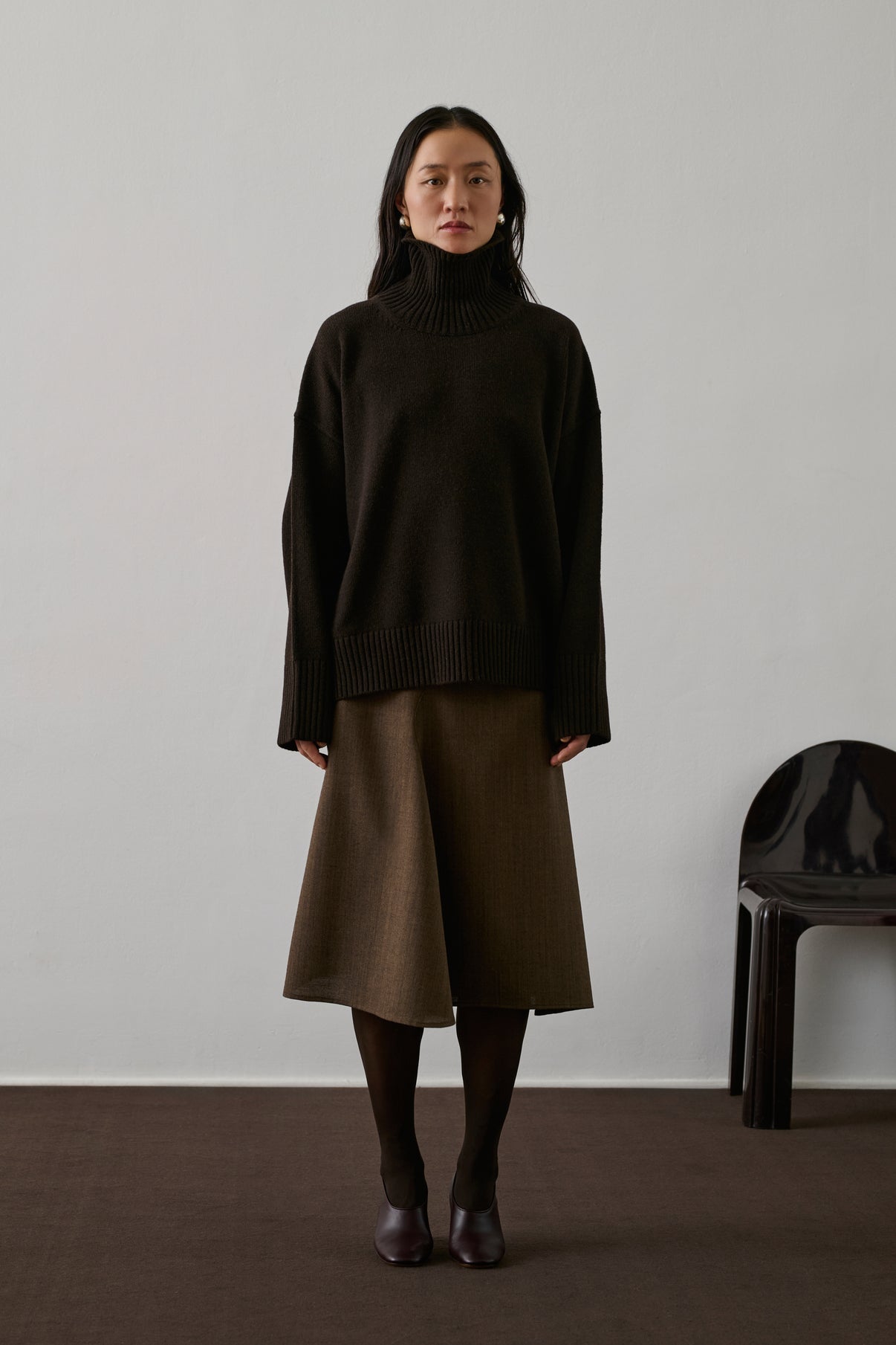 Pull William - Chocolat - Laine - Femme vue 1