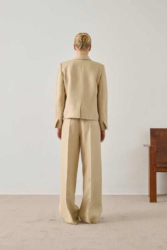 Pantalon Hippolyte - Beige Poudre - Lin - Femme