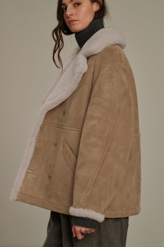 Manteau Bonn - Beige/Crème - Cuir - Femme